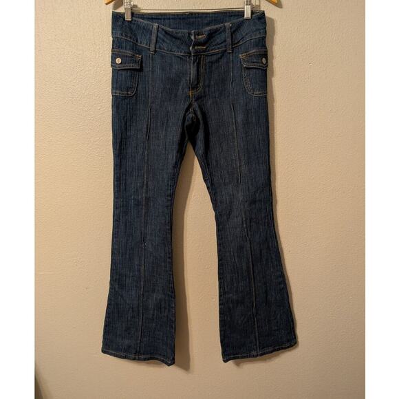 John Galt/Brandy Melville Agatha Flared Denim Jeans Womens S 70s Front‎ Seam - Picture 1 of 8